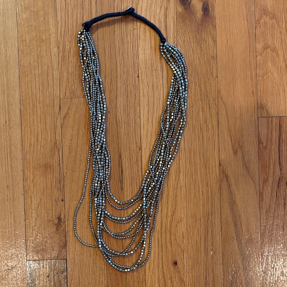 Elegant Gold Multi Strand Beaded Necklace